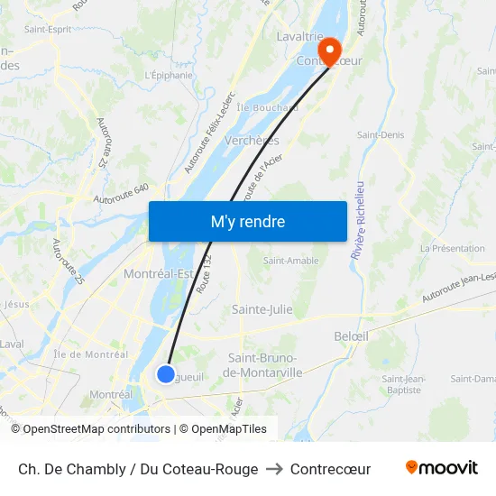 Ch. De Chambly / Du Coteau-Rouge to Contrecœur map