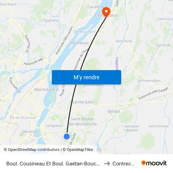 Boul. Cousineau Et Boul. Gaétan-Boucher to Contrecœur map
