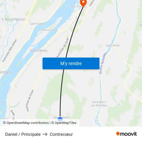 Daniel / Principale to Contrecœur map