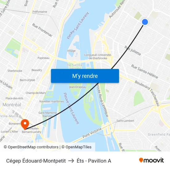 Cégep Édouard-Montpetit to Éts - Pavillon A map