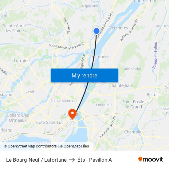 Le Bourg-Neuf / Lafortune to Éts - Pavillon A map