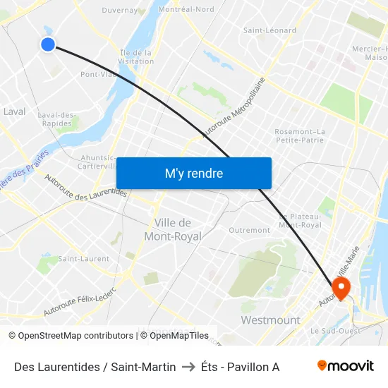 Des Laurentides / Saint-Martin to Éts - Pavillon A map