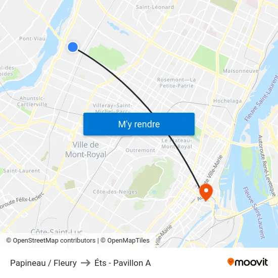 Papineau / Fleury to Éts - Pavillon A map