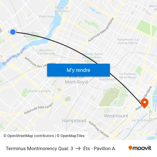 Terminus Montmorency Quai: 3 to Éts - Pavillon A map