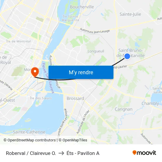 Roberval / Clairevue O. to Éts - Pavillon A map
