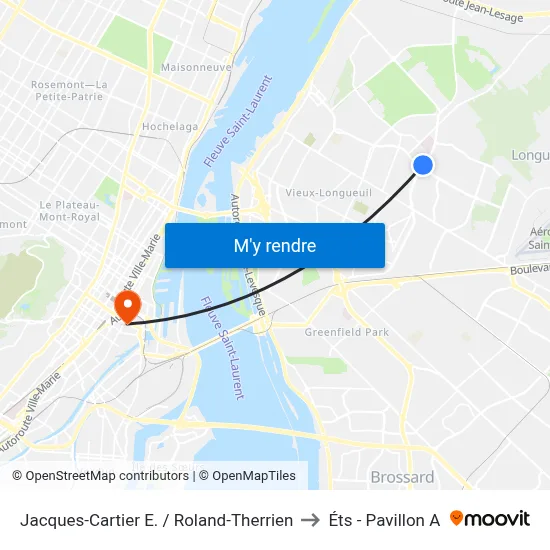 Jacques-Cartier E. / Roland-Therrien to Éts - Pavillon A map