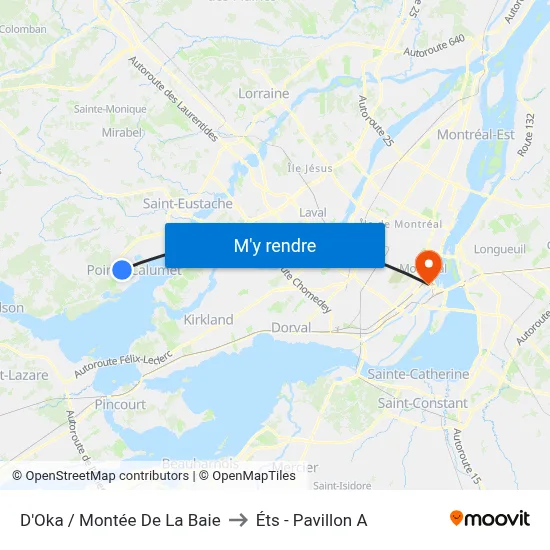 D'Oka / Montée De La Baie to Éts - Pavillon A map