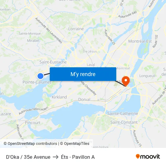 D'Oka / 35e Avenue to Éts - Pavillon A map