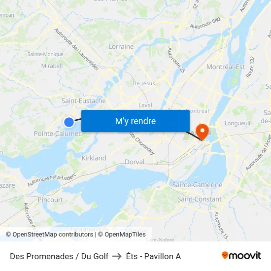 Des Promenades / Du Golf to Éts - Pavillon A map
