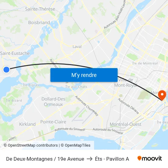 De Deux-Montagnes / 19e Avenue to Éts - Pavillon A map