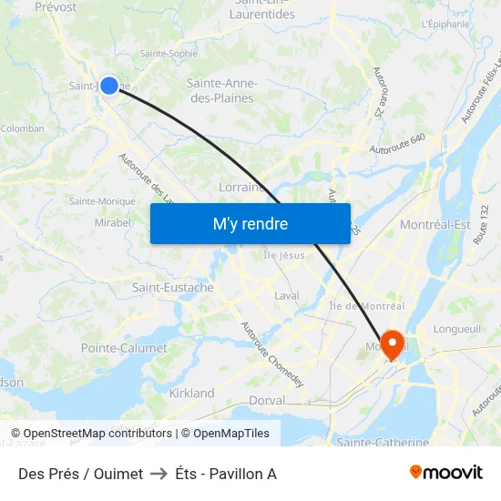 Des Prés / Ouimet to Éts - Pavillon A map