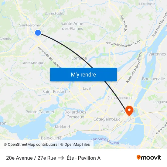 20e Avenue / 27e Rue to Éts - Pavillon A map