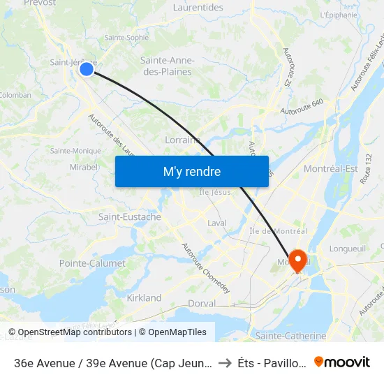 36e Avenue / 39e Avenue (Cap Jeunesse) to Éts - Pavillon A map