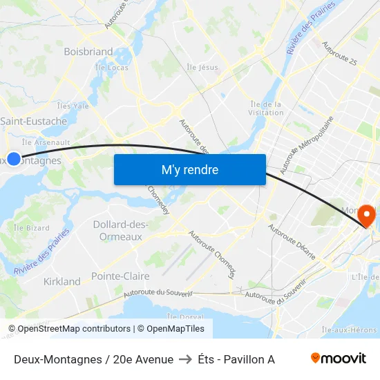 Deux-Montagnes / 20e Avenue to Éts - Pavillon A map