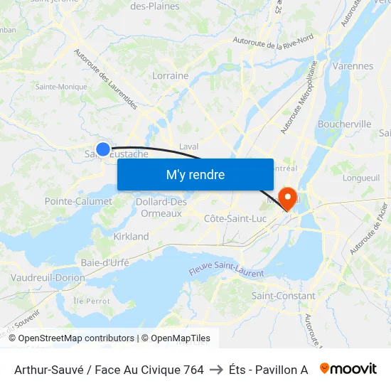 Arthur-Sauvé / Face Au Civique 764 to Éts - Pavillon A map