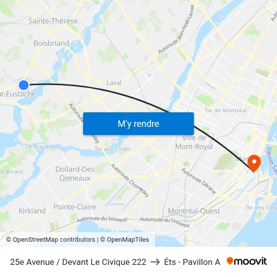 25e Avenue / Devant Le Civique 222 to Éts - Pavillon A map