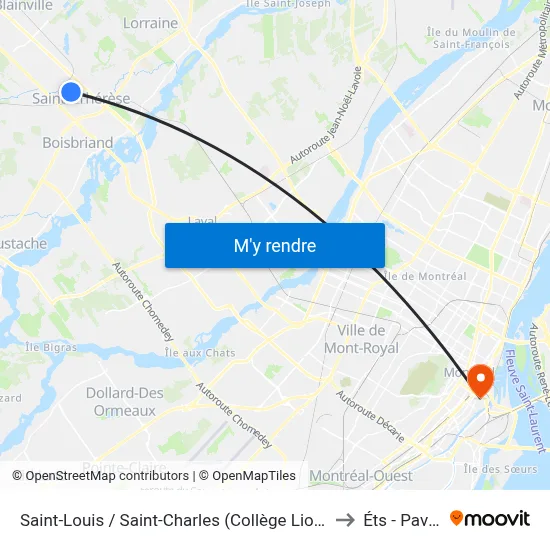 Saint-Louis / Saint-Charles (Collège Lionel-Groulx) - Quai 1 to Éts - Pavillon A map