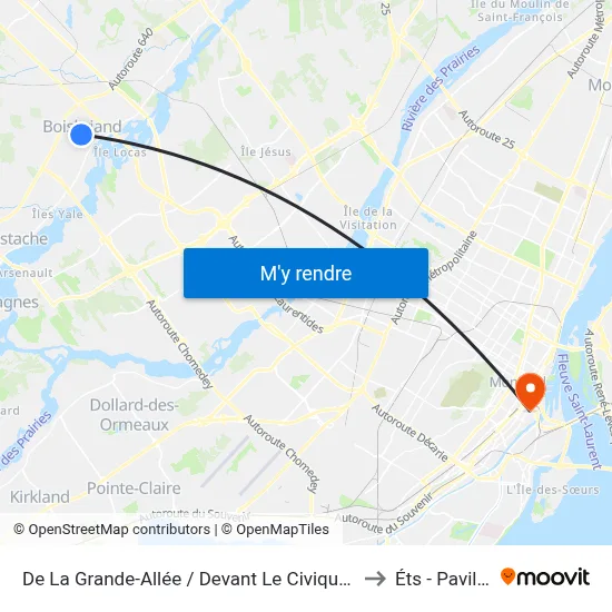 De La Grande-Allée / Devant Le Civique 999 (Aréna) to Éts - Pavillon A map