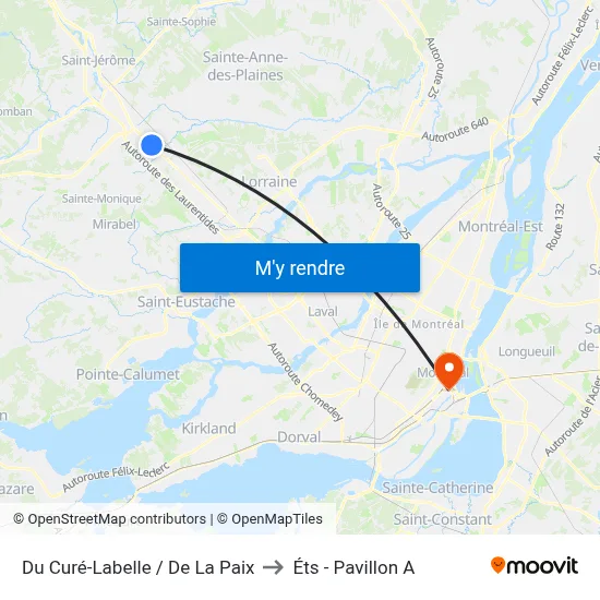 Du Curé-Labelle / De La Paix to Éts - Pavillon A map