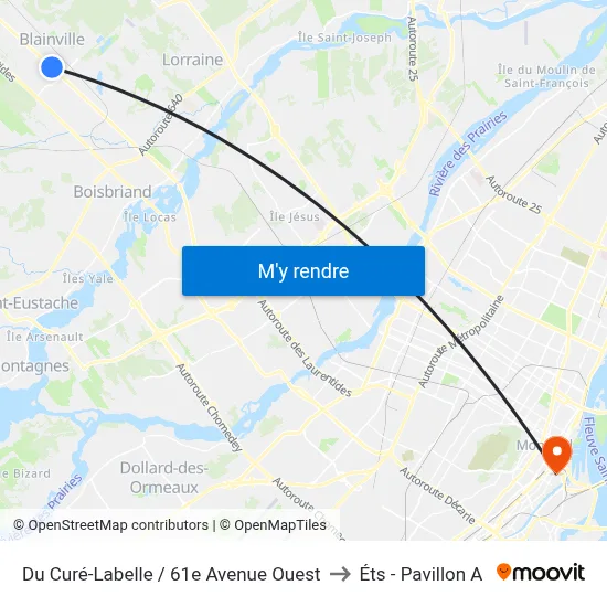 Du Curé-Labelle / 61e Avenue Ouest to Éts - Pavillon A map