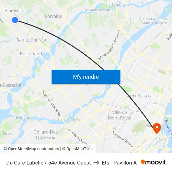 Du Curé-Labelle / 54e Avenue Ouest to Éts - Pavillon A map
