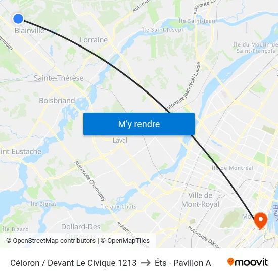 Céloron / Devant Le Civique 1213 to Éts - Pavillon A map