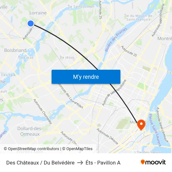 Des Châteaux / Du Belvédère to Éts - Pavillon A map