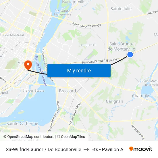 Sir-Wilfrid-Laurier / De Boucherville to Éts - Pavillon A map