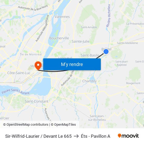 Sir-Wilfrid-Laurier / Devant Le 665 to Éts - Pavillon A map