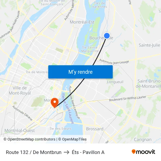 Route 132 / De Montbrun to Éts - Pavillon A map