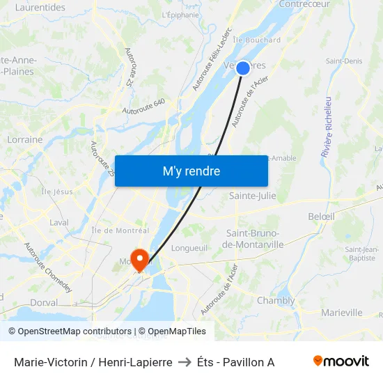 Marie-Victorin / Henri-Lapierre to Éts - Pavillon A map