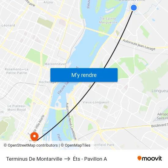 Terminus De Montarville to Éts - Pavillon A map