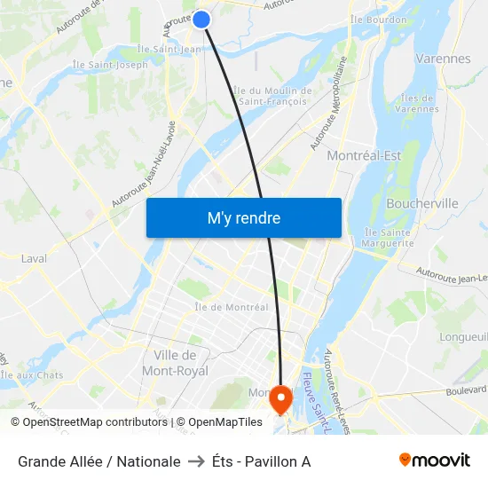 Grande Allée / Nationale to Éts - Pavillon A map