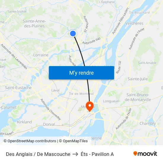 Des Anglais / De Mascouche to Éts - Pavillon A map