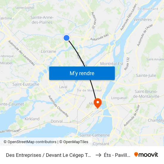 Des Entreprises / Devant Le Cégep Terrebonne to Éts - Pavillon A map