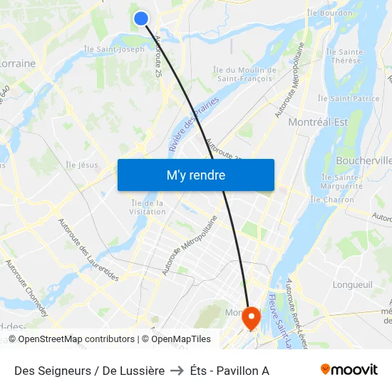 Des Seigneurs / De Lussière to Éts - Pavillon A map