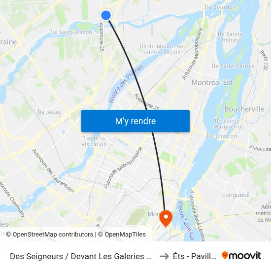 Des Seigneurs / Devant Les Galeries Terrebonne to Éts - Pavillon A map