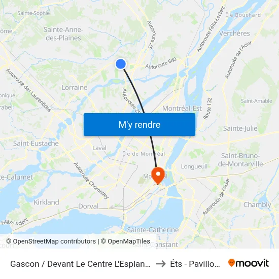 Gascon / Devant Le Centre L'Esplanade to Éts - Pavillon A map