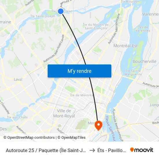 Autoroute 25 / Paquette (Île Saint-Jean) to Éts - Pavillon A map