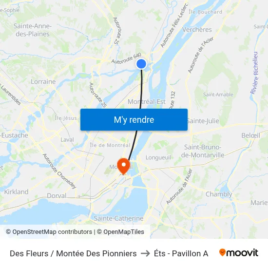 Des Fleurs / Montée Des Pionniers to Éts - Pavillon A map