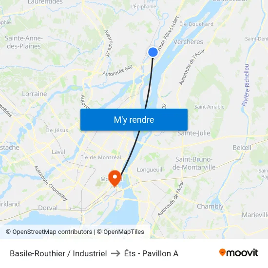 Basile-Routhier / Industriel to Éts - Pavillon A map