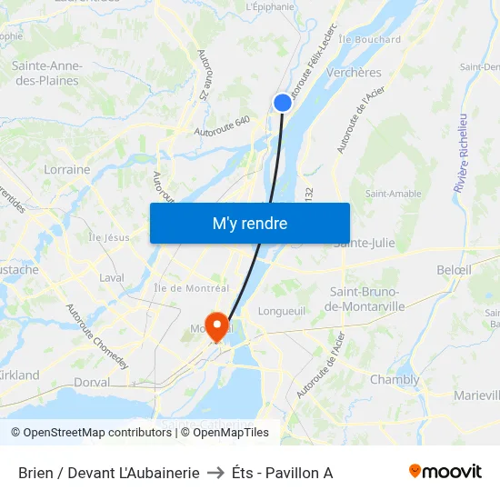 Brien / Devant L'Aubainerie to Éts - Pavillon A map