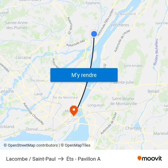 Lacombe / Saint-Paul to Éts - Pavillon A map