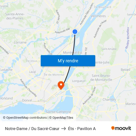 Notre-Dame / Du Sacré-Cœur to Éts - Pavillon A map