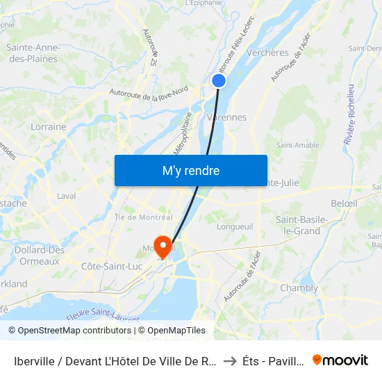 Iberville / Devant L'Hôtel De Ville De Repentigny to Éts - Pavillon A map