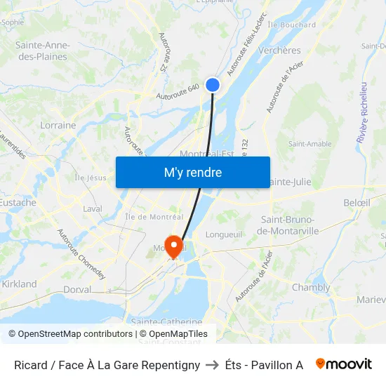 Ricard / Face À La Gare Repentigny to Éts - Pavillon A map