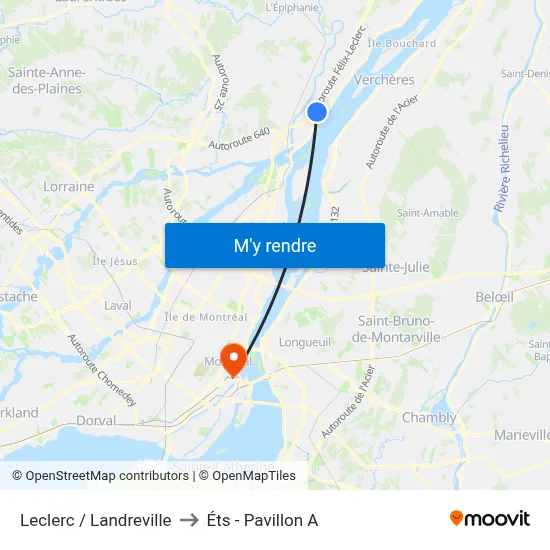 Leclerc / Landreville to Éts - Pavillon A map