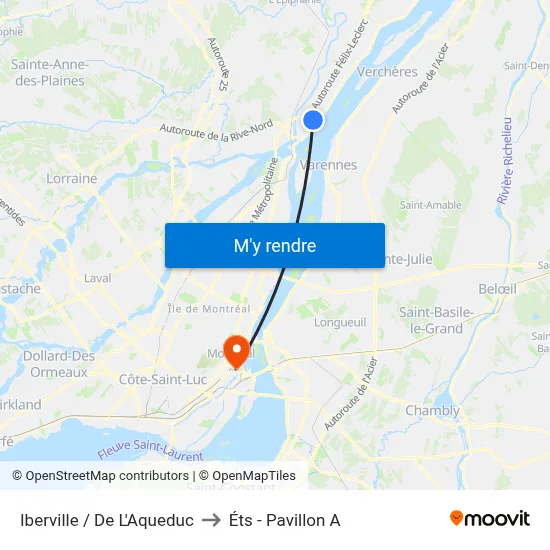 Iberville / De L'Aqueduc to Éts - Pavillon A map