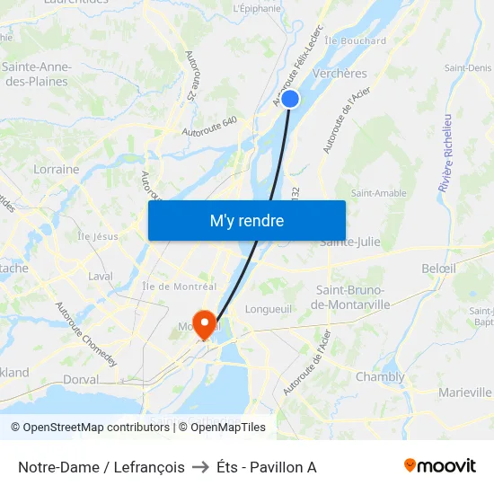 Notre-Dame / Lefrançois to Éts - Pavillon A map