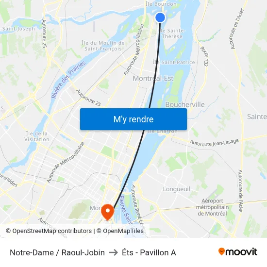 Notre-Dame / Raoul-Jobin to Éts - Pavillon A map